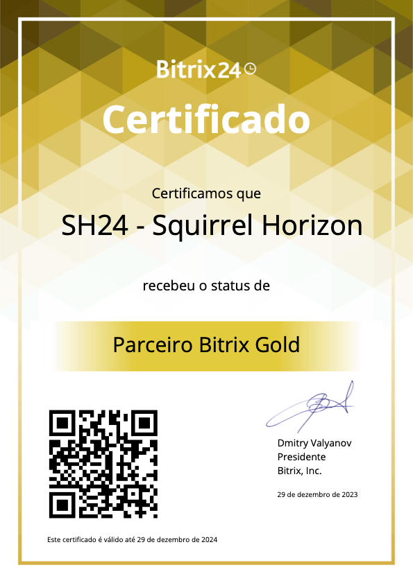 Certificado Bitrix24 Gold Partner da Squirrel Horizon
